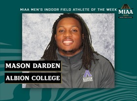 Mason Darden, Albion, MIAA Men's Indoor Field Athlete of the Week 2/13/23
