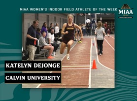 Katelyn DeJonge, Calvin, MIAA Women's Indoor Field Athlete of the Week 2/13/23