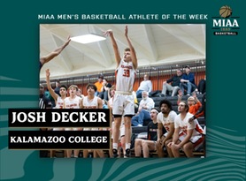 Josh Decker, Kalamazoo, MIAA Men's Basketball Athlete of the Week 2/13/23