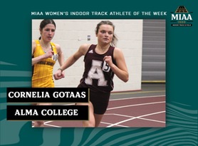 Cornelia Gotaas, Alma, MIAA Women's Indoor Track Athlete of the Week 2/13/23