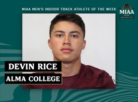 Devin Rice, Alma, MIAA Men's Indoor Track Athlete of the Week 2/20/23