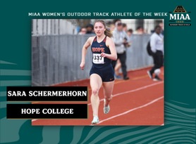 Sara Schermerhorn, Hope, MIAA Women's Outdoor Track Athlete of the Week 5/8/23