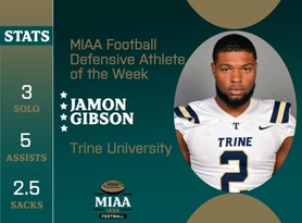 Jamon Gibson, Trine, MIAA Football Defensive Athlete of the Week 10/10/23