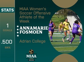Annamarie Fosmoen, Adrian, MIAA Women's Soccer Offensive Athlete of the Week 10/10/23