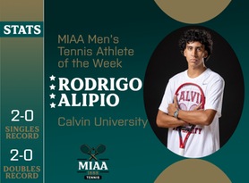 Rodrigo Alipio, Calvin, MIAA Men's Tennis Athlete of the Week 2/19/24