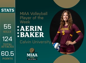 Aerin Baker, Calvin, MIAA Volleyball Player of the Week 9/11/23