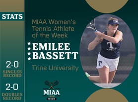 Emilee Bassett, Trine, MIAA Women's Tennis Athlete of the Week 3/25/24