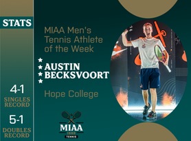 Austin Becksvoort, Hope, MIAA Men's Tennis Athlete of the Week 3/18/24