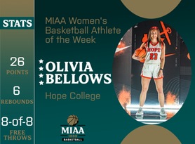 Olivia Bellows, Hope, MIAA Women's Basketball Athlete of the Week 12/4/23