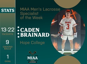 Caden Brainard, Hope, MIAA Men's Lacrosse Specialist of the Week 4/8/24