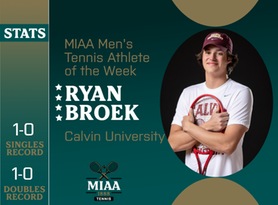 Ryan Broek, Calvin, MIAA Men's Tennis Athlete of the Week 4/8/24