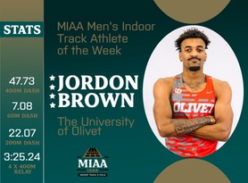 Jordon Brown, Olivet, MIAA Men's Indoor Track Athlete of the Week 2/12/24