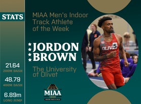Jordon Brown, Olivet, MIAA Men's Indoor Track Athlete of the Week 2/26/24