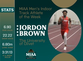 Jordon Brown, Olivet, MIAA Men's Indoor Track Athlete of the Week 1/22/24