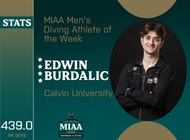 Edwin Burdalic, Calvin, MIAA Men's Diving Athlete of the Week 11/06/23