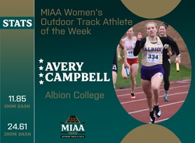 Avery Campbell, Albion, MIAA Women's Outdoor Track Athlete of the Week 4/15/24