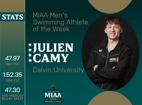 Julien Camy, Calvin, MIAA Men's Swimming Athlete of the Week 11/6/23
