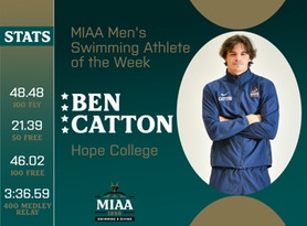 Ben Catton, Hope, MIAA Men's Swimming Athlete of the Week 1/22/24