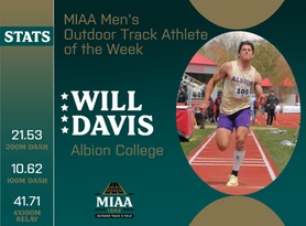 Will Davis, Albion, MIAA Men's Outdoor Track Athlete of the Week 4/8/24