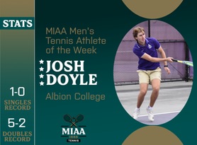 Josh Doyle, Albion, MIAA Men's Tennis Athlete of the Week 9/25/23