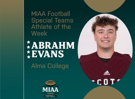 Abrahm Evans, Alma, MIAA Football Special Teams Athlete of the Week 11/13/23