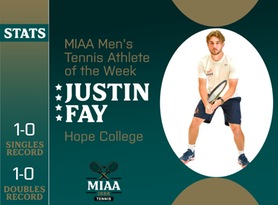 Justin Fay, Hope, MIAA Men's Tennis Athlete of the Week 3/25/24
