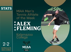 Alex Fleming, Kalamazoo, MIAA Men's Tennis Athlete of the Week 10/2/23