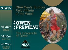 Owen Fremeau, Olivet, MIAA Men's Outdoor Field Athlete of the Week 3/25/24