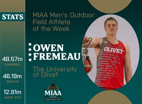 Owen Fremeau, Olivet, MIAA Men's Outdoor Field Athlete of the Week 4/1/24