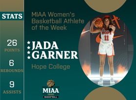 Jada Garner, Hope, MIAA Women's Basketball Athlete of the Week 12/26/23