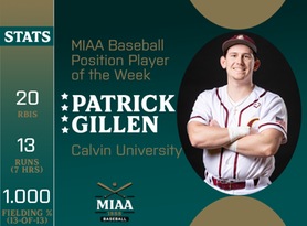 Patrick Gillen, Calvin, MIAA Baseball Position Player of the Week 3/11/24