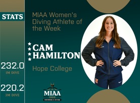 Cam Hamilton, Hope, MIAA Women's Diving Athlete of the Week 10/30/23
