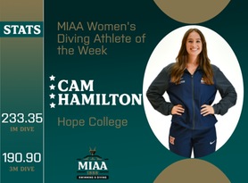 Cam Hamilton, Hope, MIAA Women's Diving Athlete of the Week 2/5/24