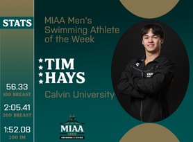 Tim Hays, Calvin, MIAA Men's Swimming Athlete of the Week 2/5/24