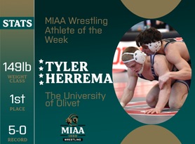 Tyler Herrema, Olivet, MIAA Wrestling Athlete of the Week 12/4/23