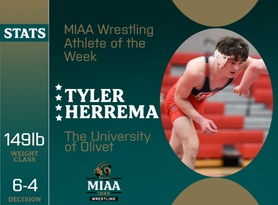 Tyler Herrema, Olivet, MIAA Wrestling Athlete of the Week 2/5/24