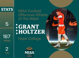 Grant Holtzer, Hope, MIAA Football Offensive Athlete of the Week 11/6/23