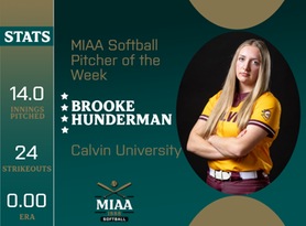 Brooke Hunderman, Calvin, MIAA Softball Position Player of the Week 4/22/24