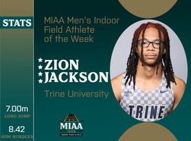 Zion Jackson, Trine, MIAA Men's Indoor Field Athlete of the Week 12/11/23