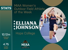 Elliana Johnson, Hope, MIAA Women's Outdoor Field Athlete of the Week 3/11/24