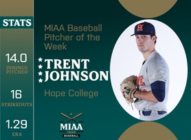 Trent Johnson, Hope, MIAA Baseball Pitcher of the Week 4/22/24