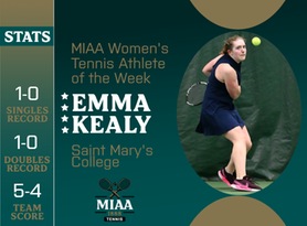Emma Kealy, Saint Mary's, MIAA Women's Tennis Athlete of the Week 2/26/24