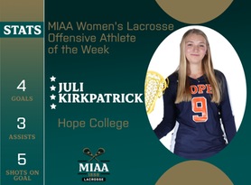 Juli Kirkpatrick, Hope, MIAA Women's Lacrosse Offensive Athlete of the Week 4/1/24