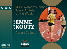 Emme Koutz, Adrian, MIAA Women's Indoor Track Athlete of the Week 2/5/24