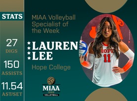 Lauren Lee, Hope, MIAA Volleyball Specialist of the Week 10/23/23