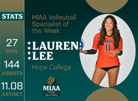 Lauren Lee, Hope, MIAA Volleyball Specialist of the Week 9/5/23
