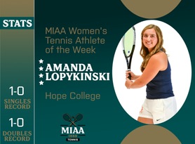 Amanda Lopykinski, Hope, MIAA Women's Tennis Athlete of the Week 4/22/24