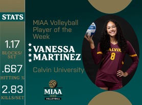 Vanessa Martinez, Calvin, MIAA Volleyball Player of the Week 10/16/23