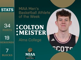 Colton Meister, Alma, MIAA Men's Basketball Athlete of the Week 11/13/23