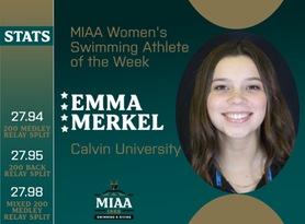 Emma Merkel, Calvin, MIAA Women's Swimming Athlete of the Week 10/23/23